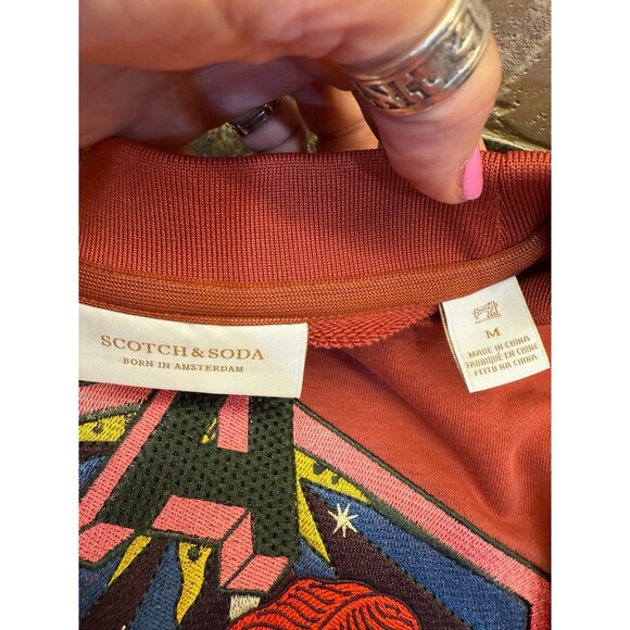 Scotch & Soda Felpa Organic Cotton Embroidered Sweatshirt Red Earth NEW Size M - Picture 9 of 11